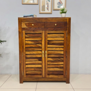 Arvino Sheesham Wood Shoe Rack (Honey Finish)