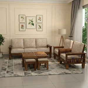 Onyx Wooden Sofa Set 3+1+1 (Honey Finish)