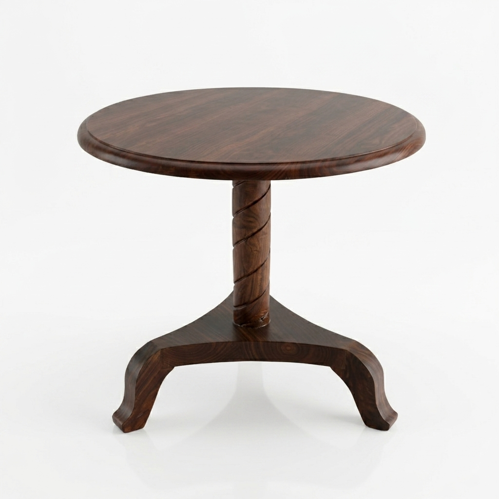 Alpine Sheesham Wood Round Stool (Walnut Finish) - Image 4