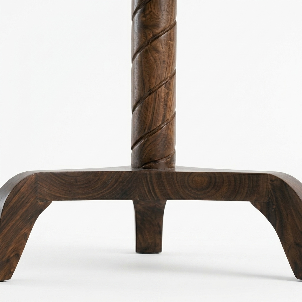 Alpine Sheesham Wood Round Stool (Walnut Finish) - Image 3