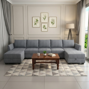 Averon U-Shape Fabric Sofa (Steel Grey)