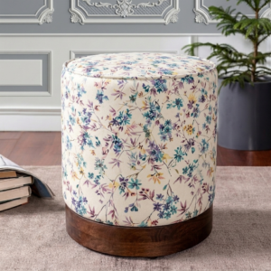 Blossora Round Pouffe (Floral Print Fabric)
