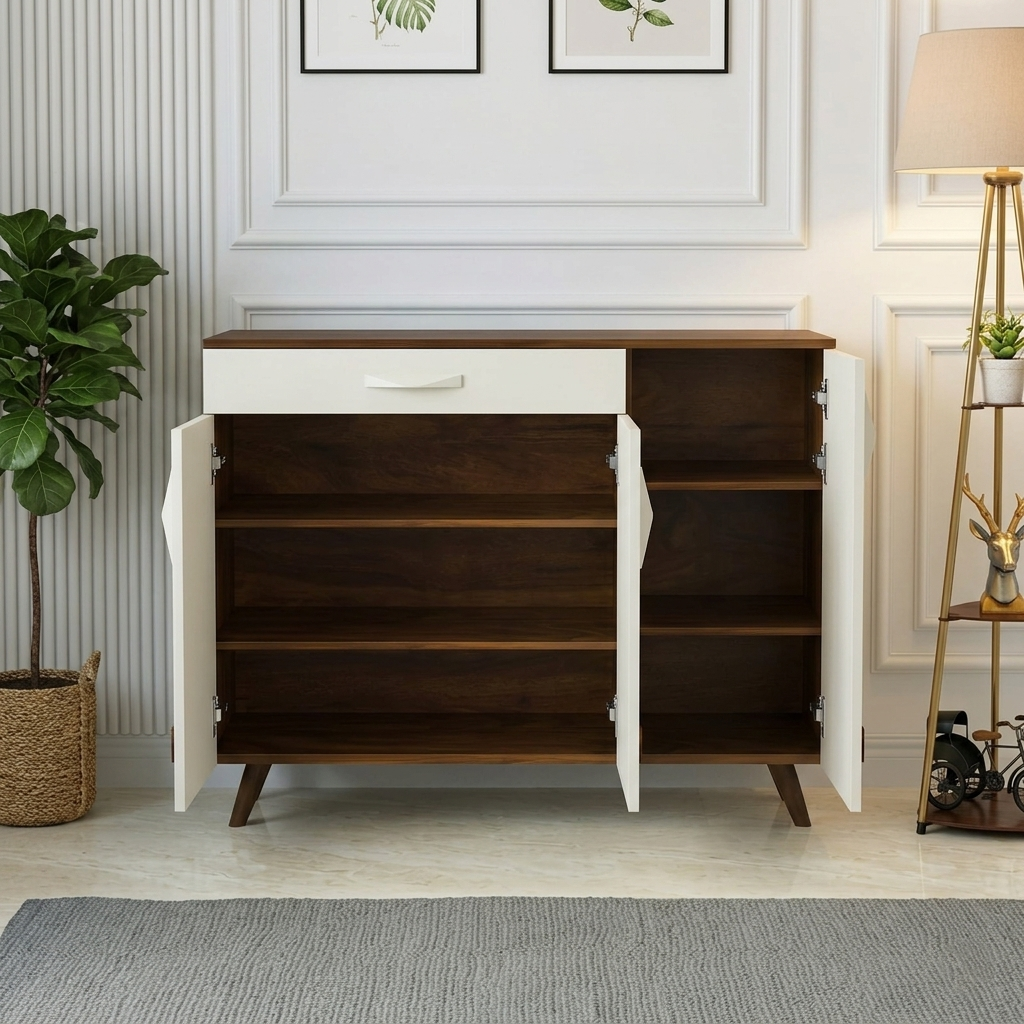Kresta Engineered Wood Shoe Cabinet with Drawer (Maple & White Finish) - Image 3