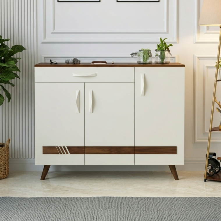 Kresta Engineered Wood Shoe Cabinet with Drawer (Maple & White Finish)