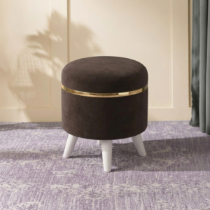 Novah Round Pouffe (Dark Brown Velvet)