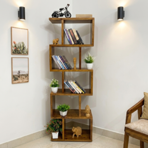 Velmora Wooden Ladder Book Shelf Honey Finish