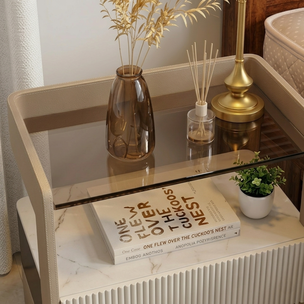 Veloura Luxe Bedside Table with Single Drawer (Pu Leather Finish) - Image 3