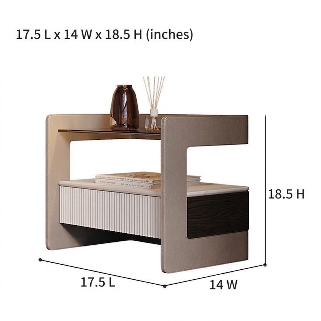 Veloura Luxe Bedside Table with Single Drawer (Pu Leather Finish) - Image 4