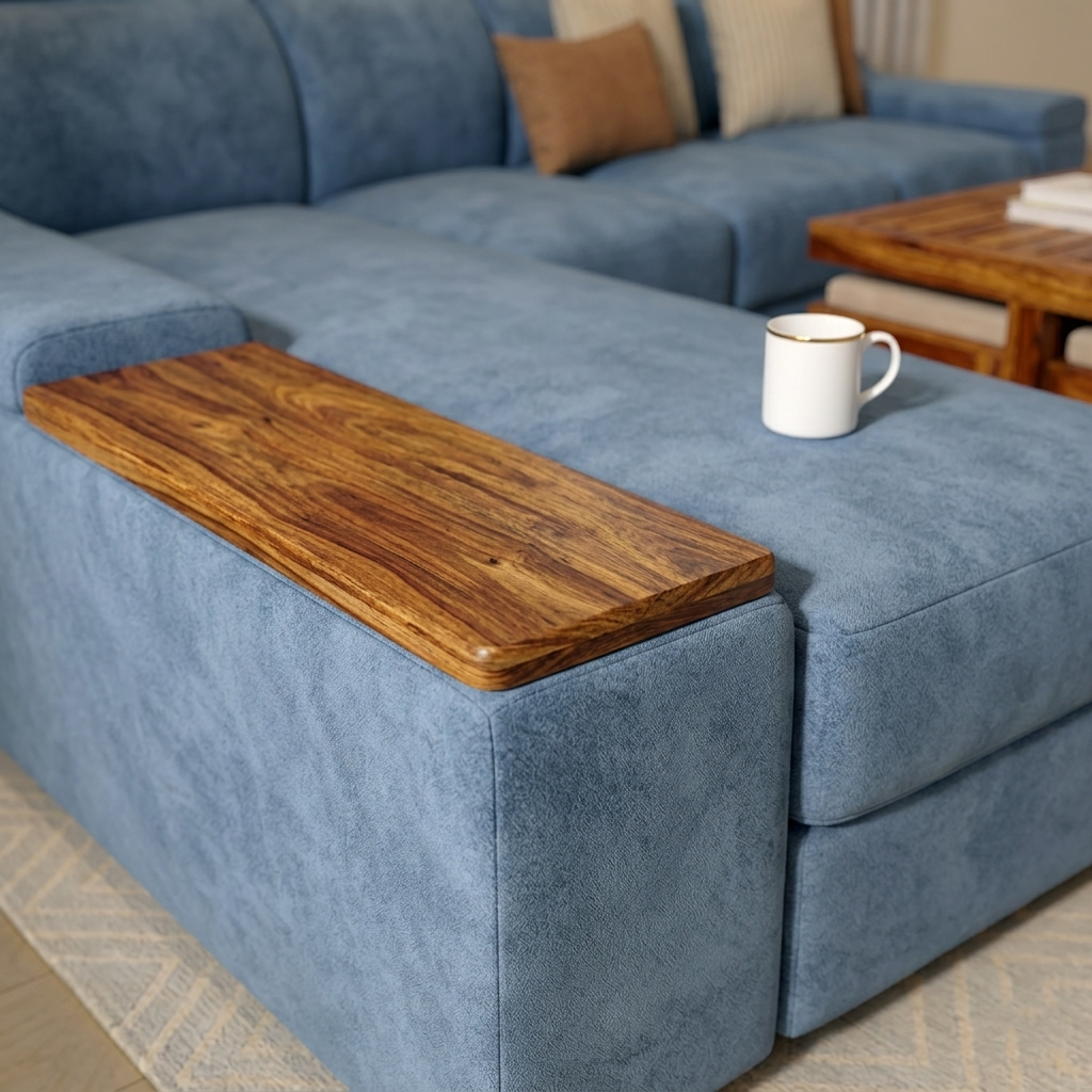 Sibella L - Shape Left Aligned Corner Sofa (Denim Blue Fabric) - Image 2