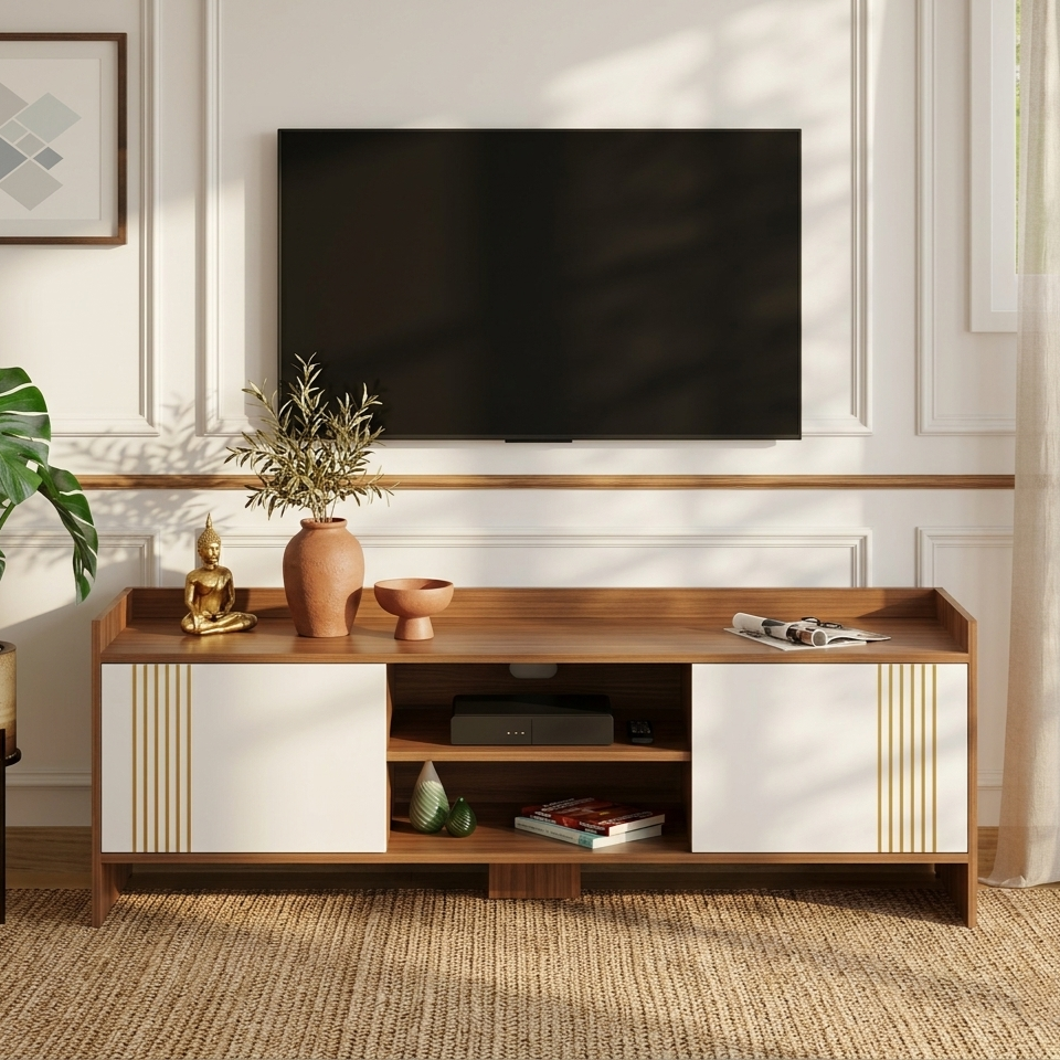 Crysalta TV Unit (Premyrr Range, walnut & Frosty)