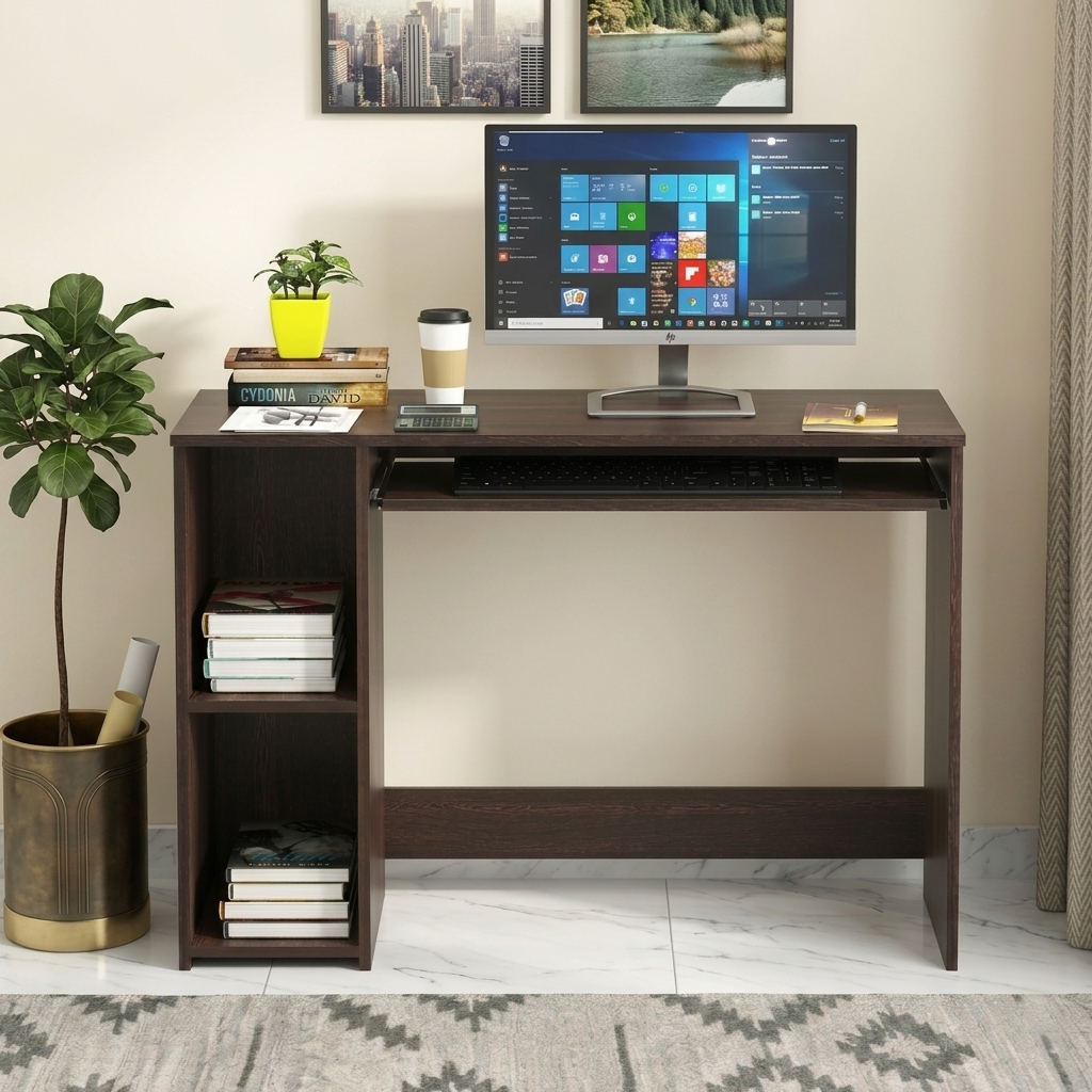 Ignis Engineered Wood Study Table With Shelves (Brown Maple)