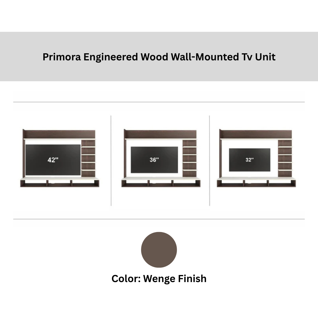 Primora Engineered Wood Wall-Mounted Tv Unit with Open Storage (Wenge Finish) - Image 3