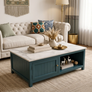 Celestia Premium Center Table with Storage (Blue Finish)