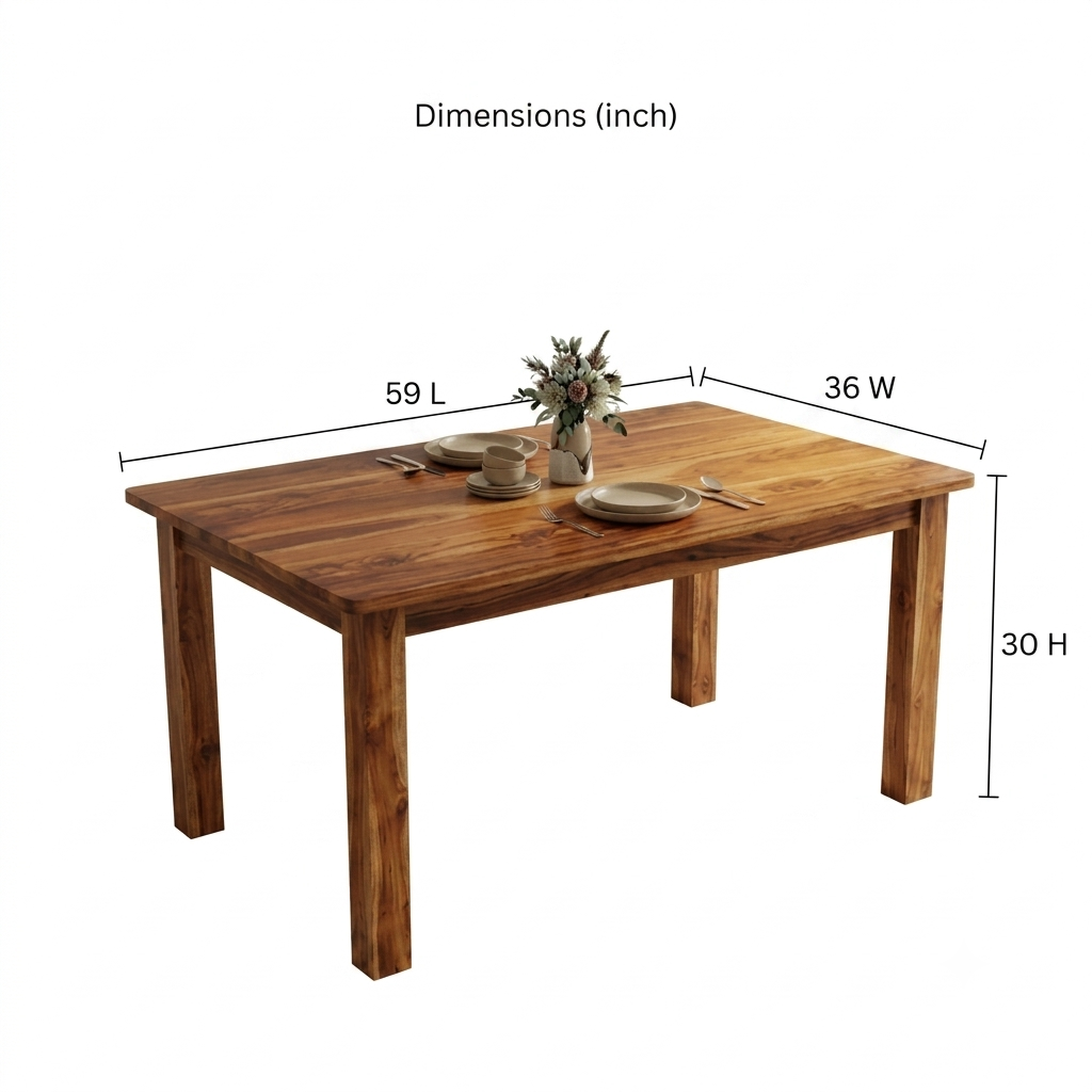 Aristo 6 Seater Teak Wood Dining Table (Natural Finish) - Image 6