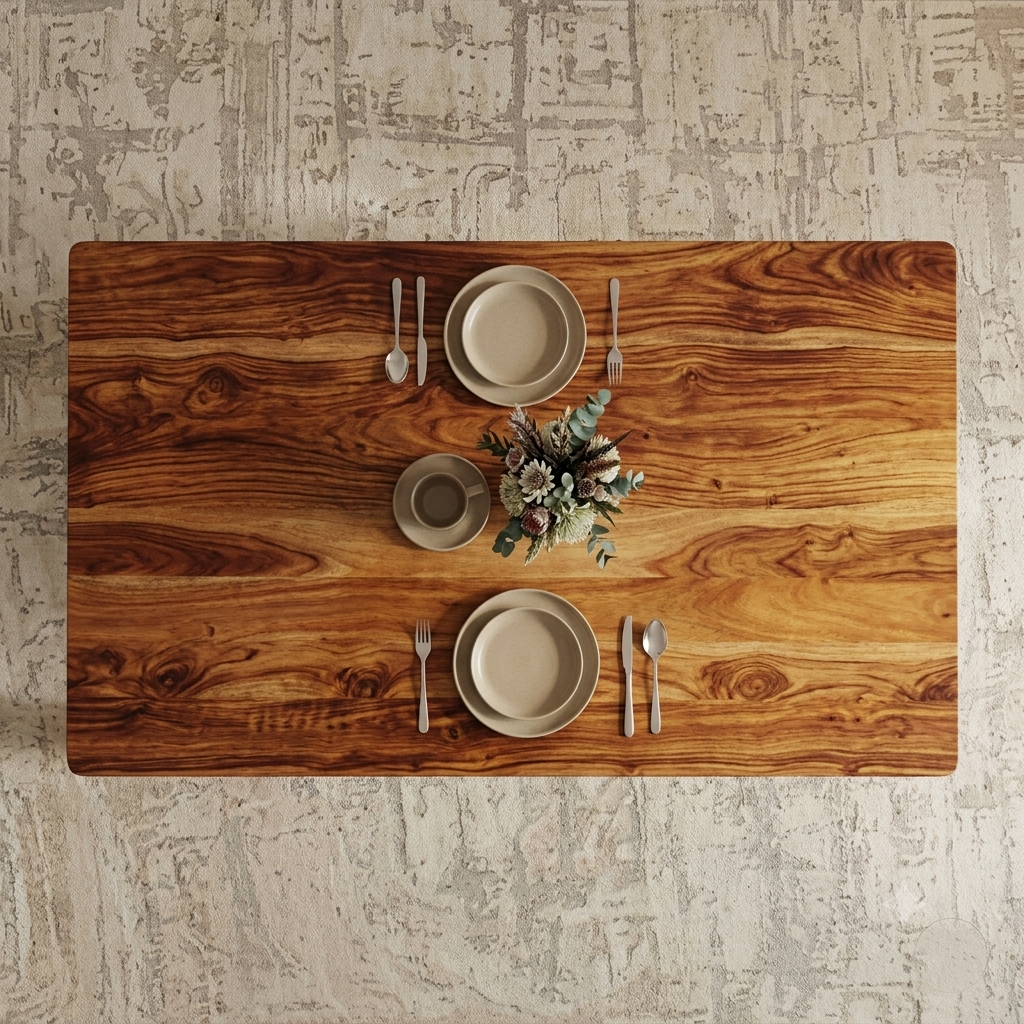 Aristo 6 Seater Teak Wood Dining Table (Natural Finish) - Image 3