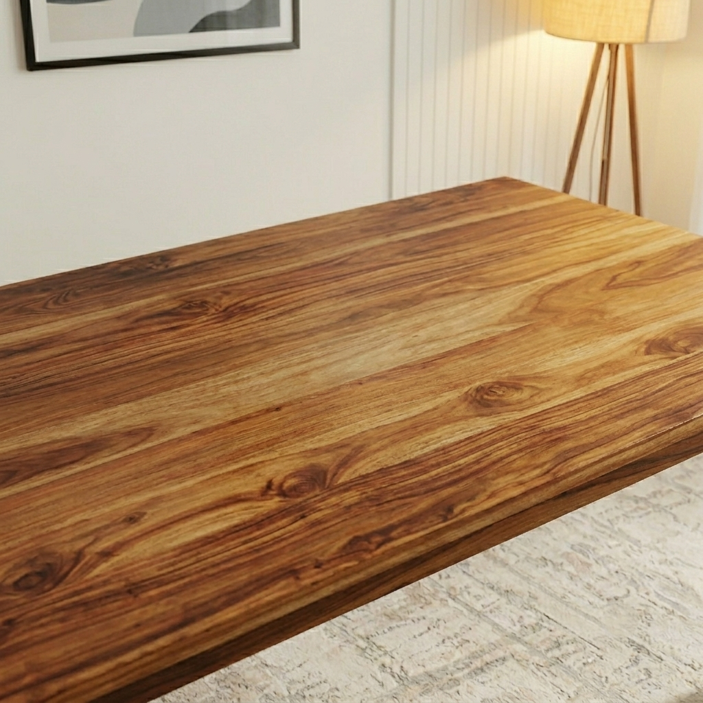Aristo 6 Seater Teak Wood Dining Table (Natural Finish) - Image 4