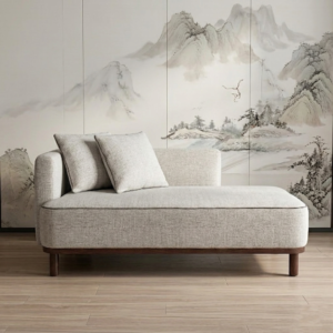 Nordelle Luxe Chaise Lounge with Two Cushion (Light Grey Cotton Fabric)