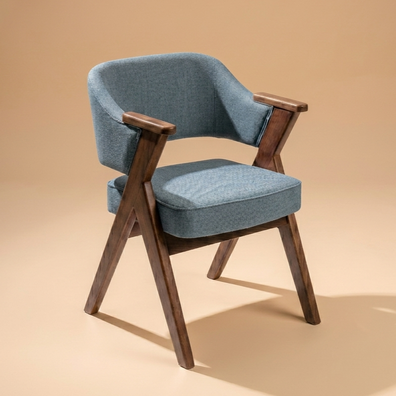 Uvera Teak Wood Arm Chair (Walnut Finish)