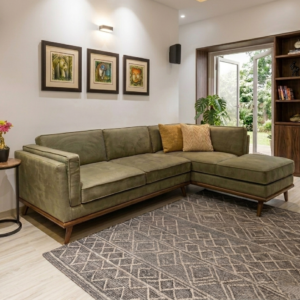 Vienna L-Shape 4 Seater Sofa (Sea Green Velvet)