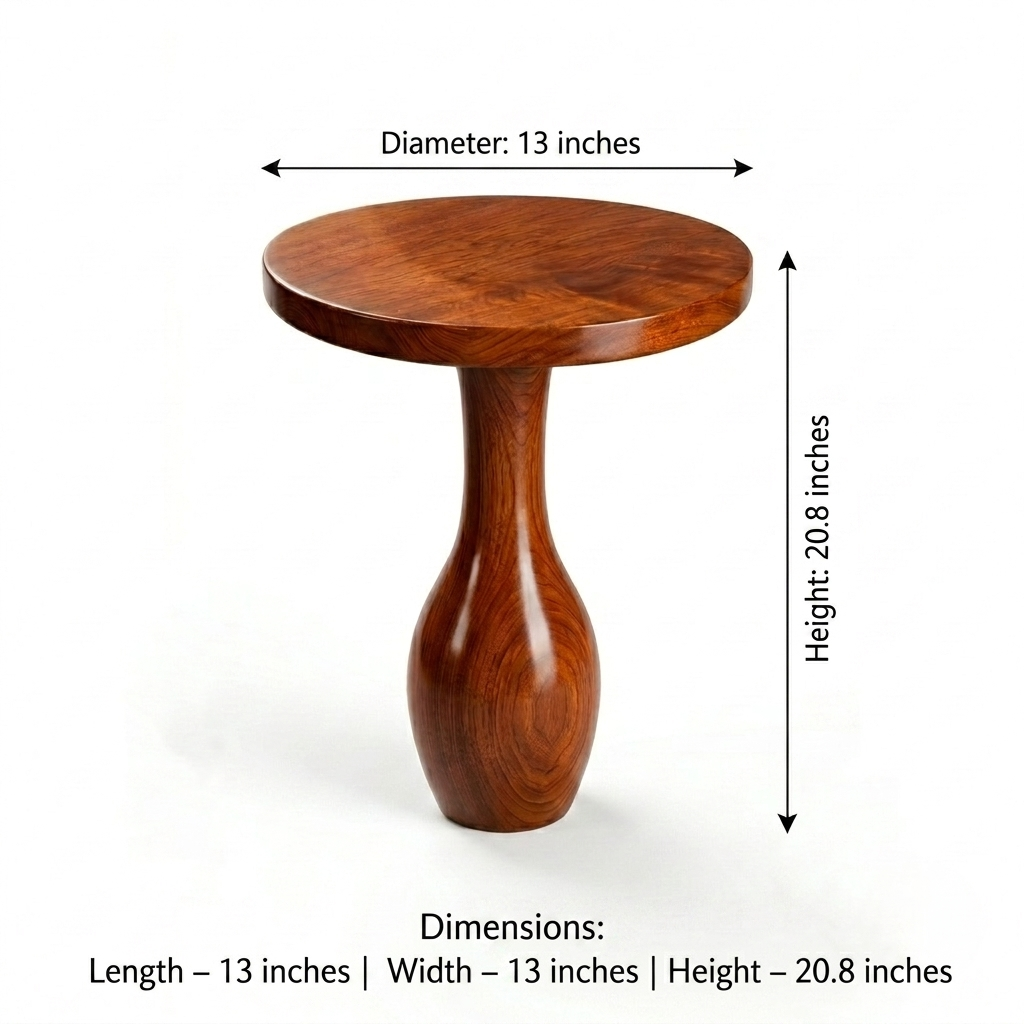 Podium Solid Wood Side End Table (Honey Finish) - Image 4