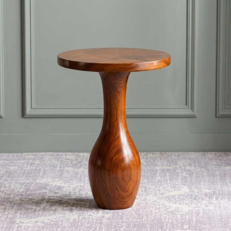 Podium Solid Wood Side End Table (Honey Finish)