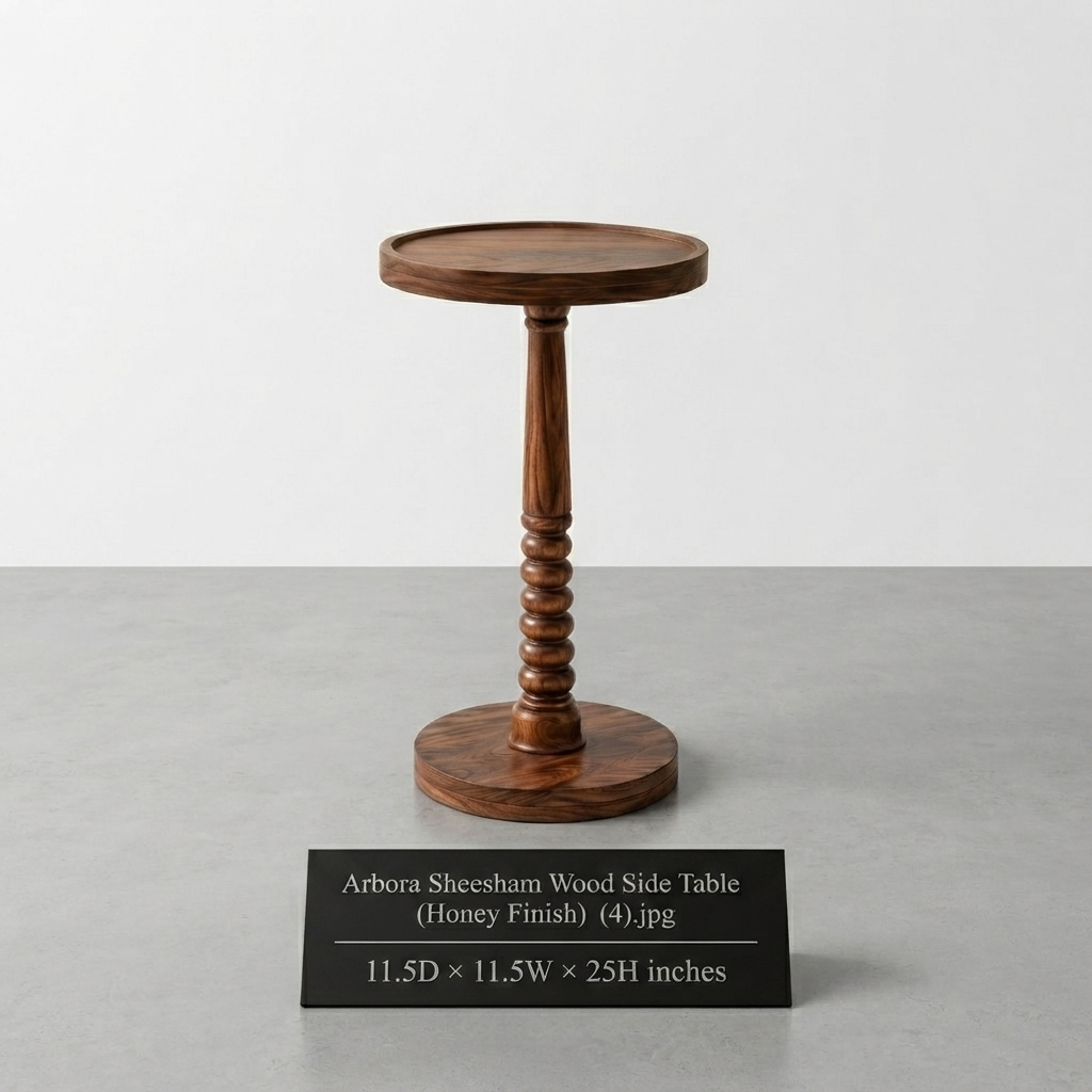 Arbora Sheesham Wood Side Table (Honey Finish) - Image 6