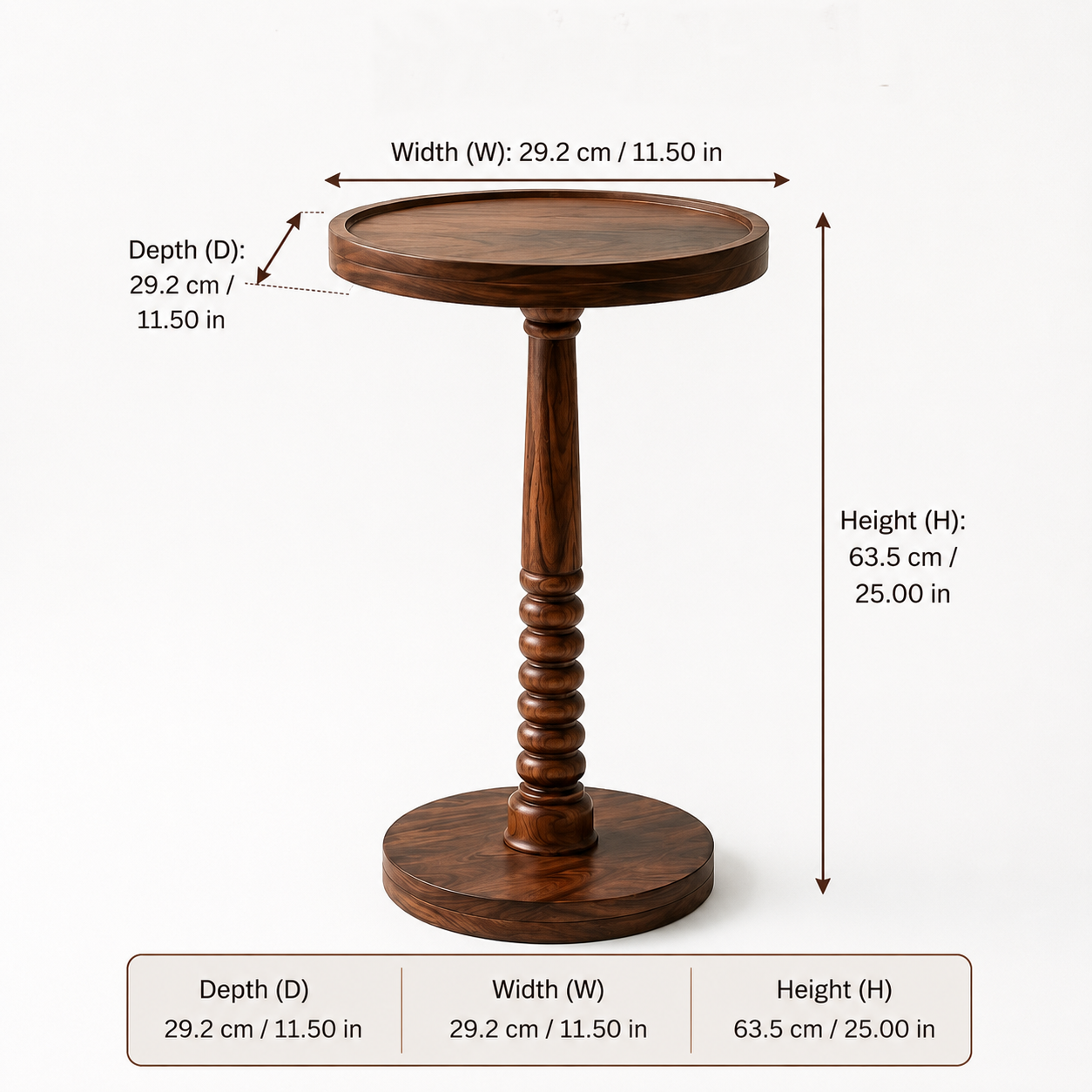 Arbora Sheesham Wood Side Table (Honey Finish) - Image 6