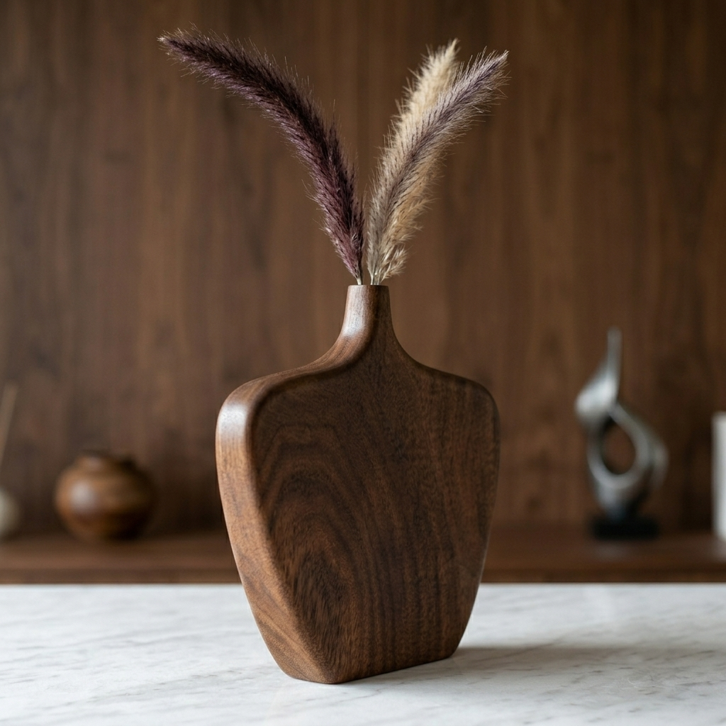 Pebble Wooden Vase - (Walnut Finish) - Image 5