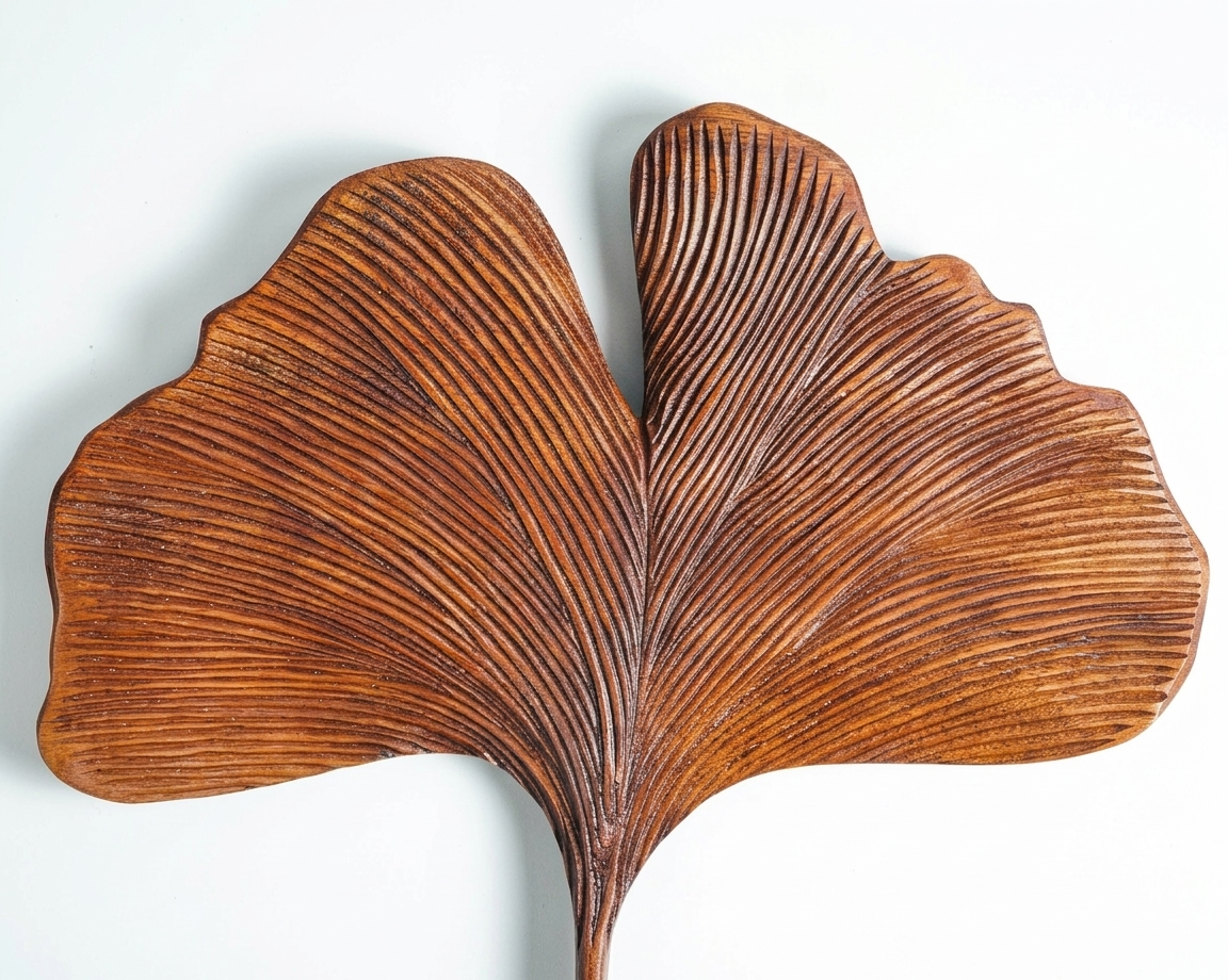 Ginkgo Wooden Leaf Decor | Rustic Brown Leaf Sculpture - Image 4