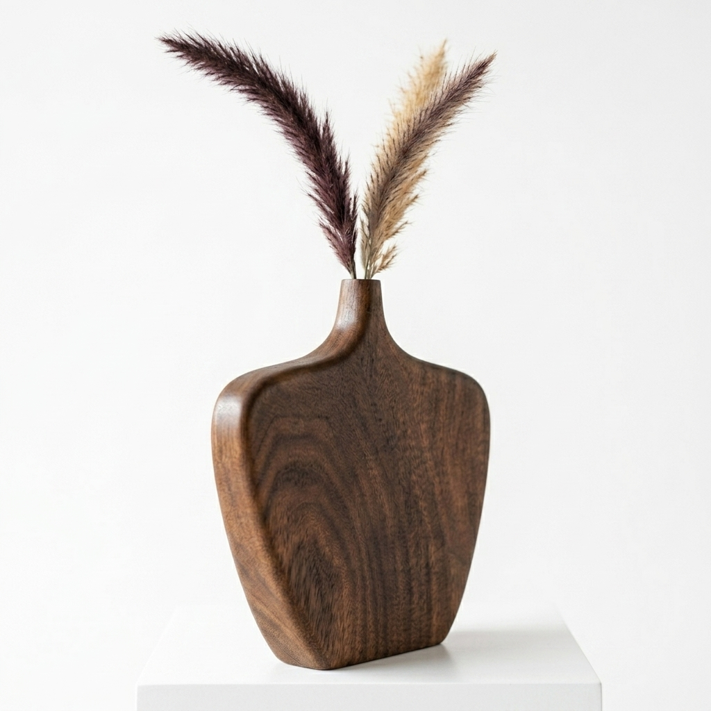 Pebble Wooden Vase - (Walnut Finish) - Image 4