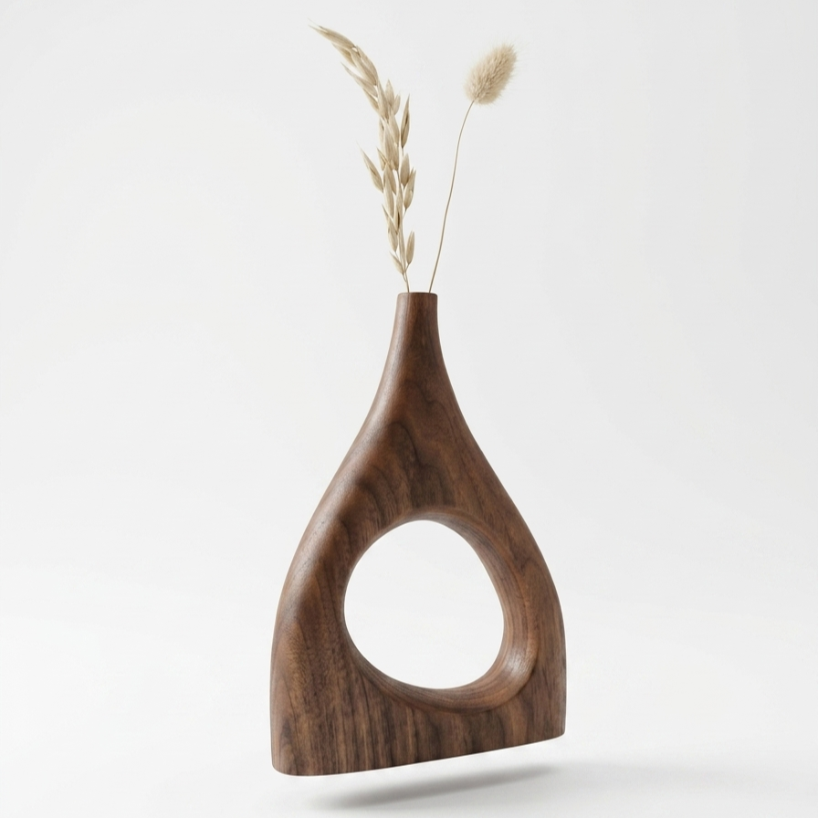 Arco Wooden Vase – (Walnut Finish) - Image 4