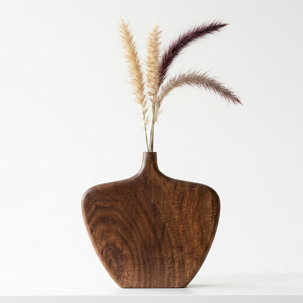 Pebble Wooden Vase - (Walnut Finish) - Image 3