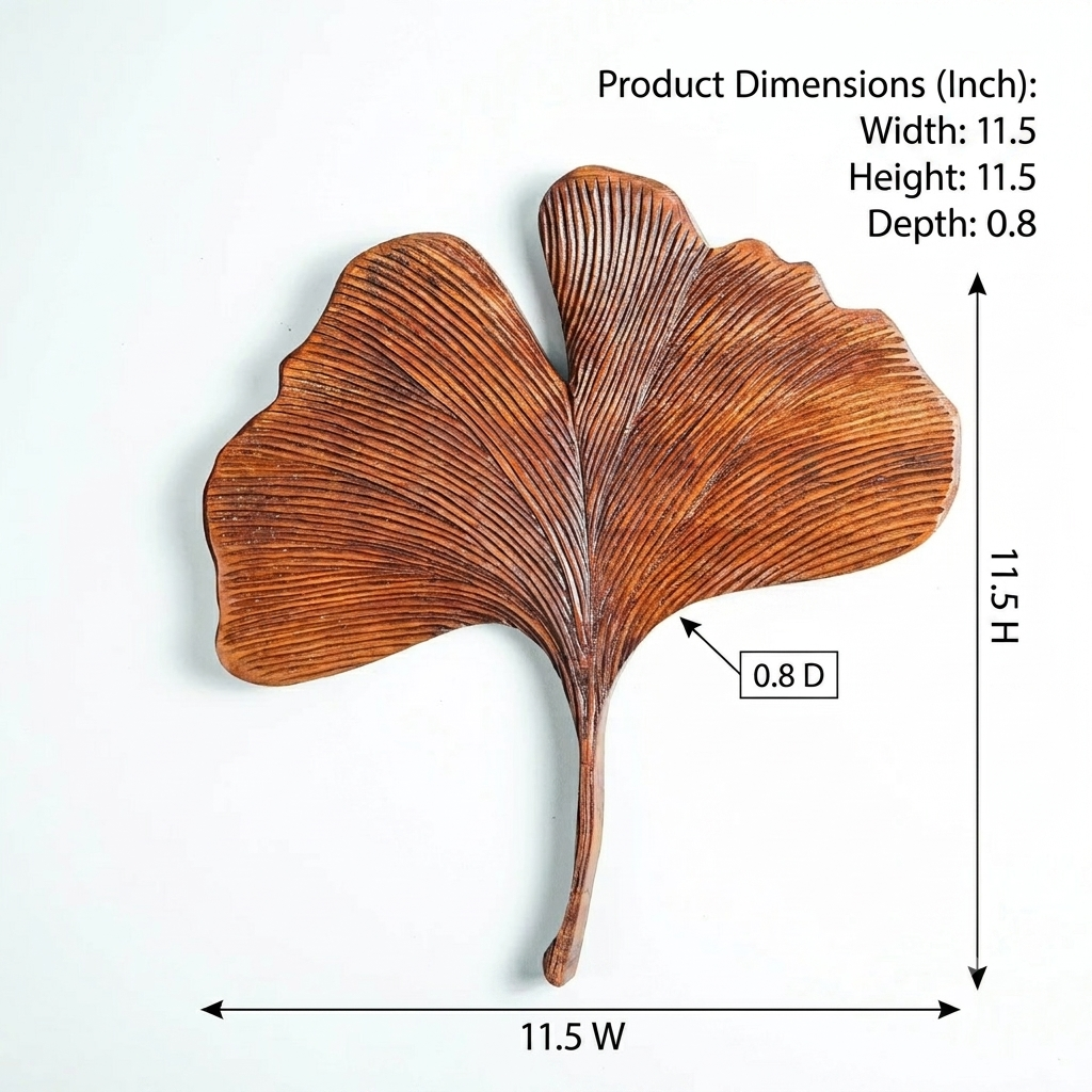 Ginkgo Wooden Leaf Decor | Rustic Brown Leaf Sculpture - Image 7