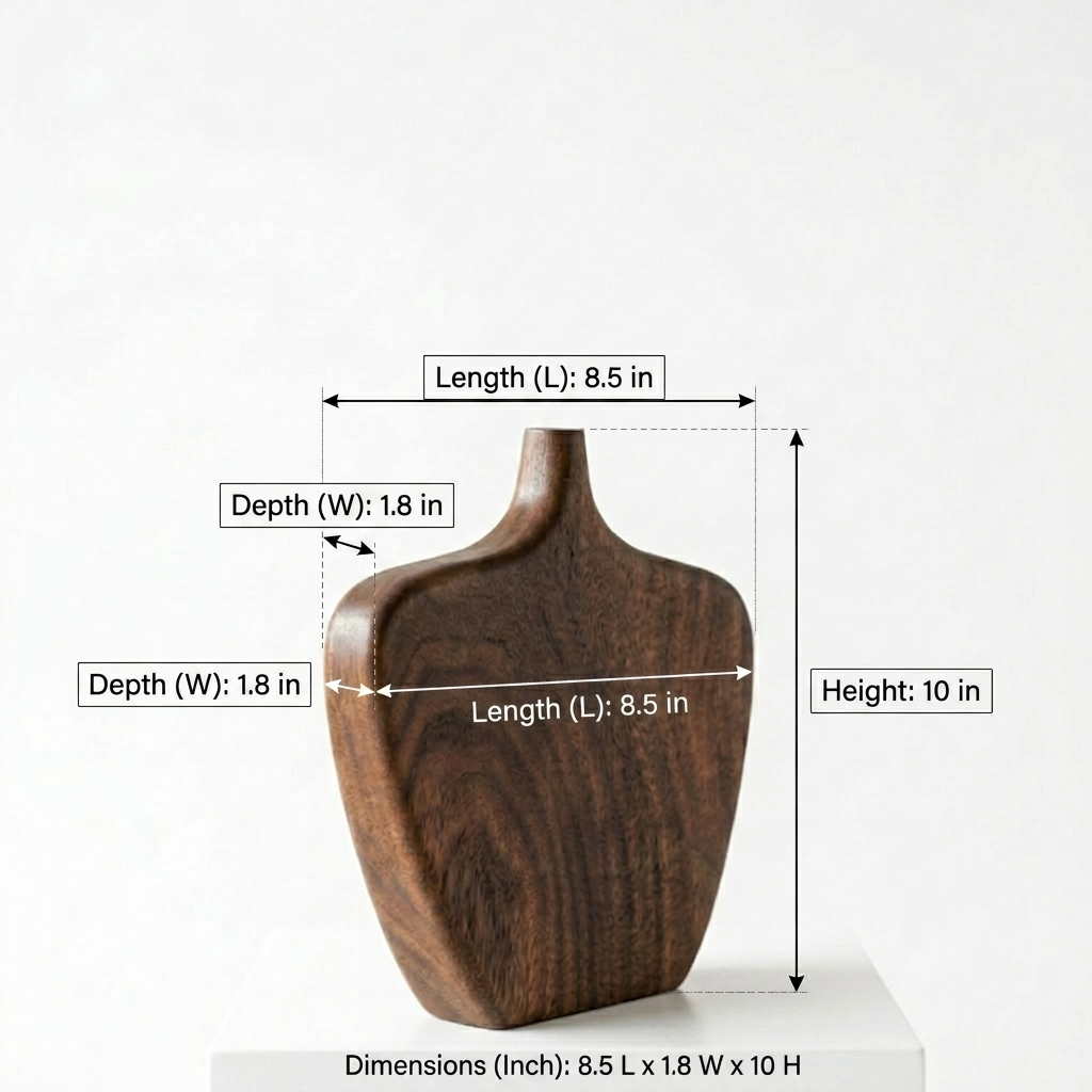 Pebble Wooden Vase - (Walnut Finish) - Image 2