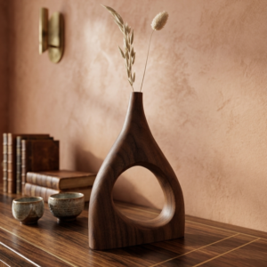 Arco Wooden Vase – (Walnut Finish)