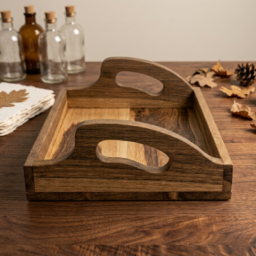 Loop Wooden Serving Tray Teak Wood - Image 3